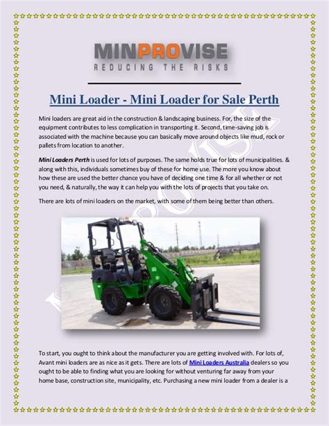 mini loader for sale perth